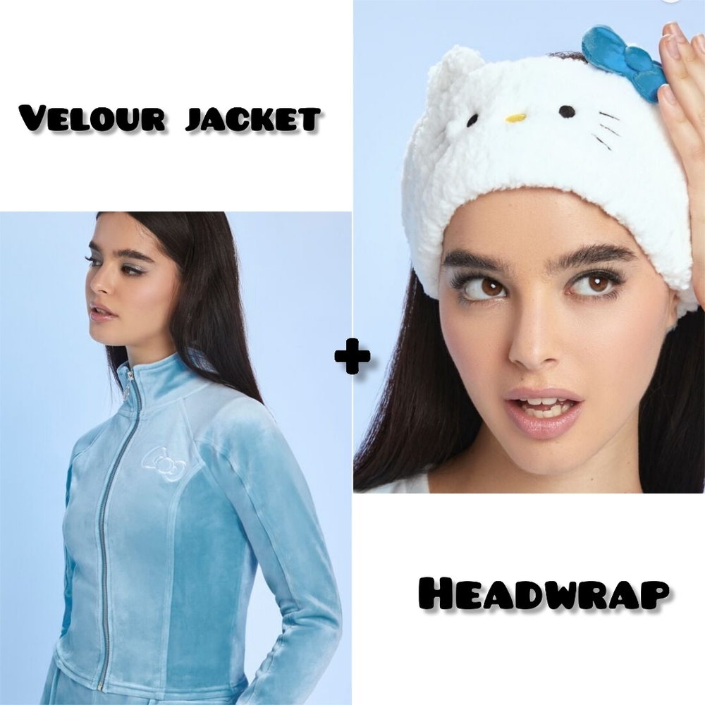 (SOLD) Hello Kitty x Forever 21 Velour Jacket + Hello Kitty Headwrap